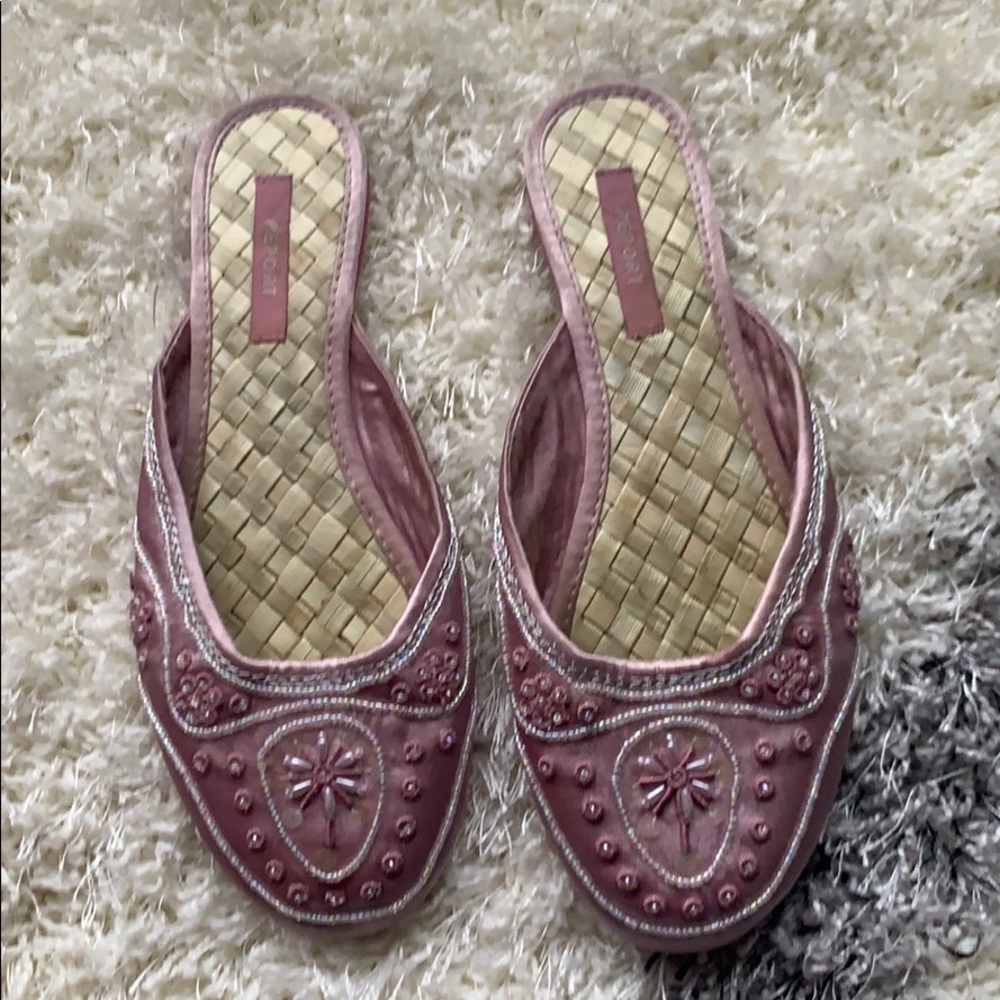 Report Light Pink Satin Beaded Flats